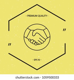 Symbol of handshake in circle. Line Icon