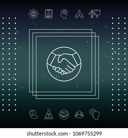 Symbol of handshake in circle. Line Icon
