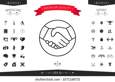 Symbol of handshake in circle. Line Icon