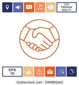 Symbol of handshake in circle. Line Icon