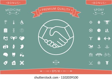 Symbol of handshake in circle. Line Icon