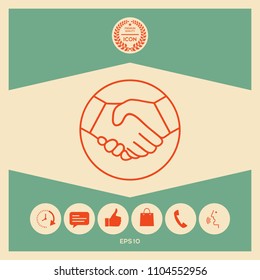 Symbol of handshake in circle. Line Icon