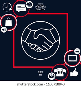 Symbol of handshake in circle. Line Icon