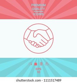 Symbol of handshake in circle. Line Icon
