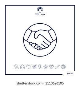 Symbol of handshake in circle. Line Icon