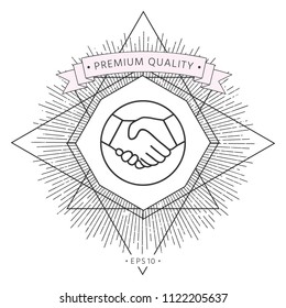 Symbol of handshake in circle. Line Icon