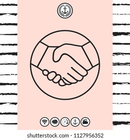 Symbol of handshake in circle. Line Icon