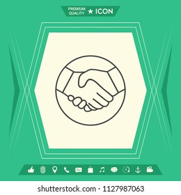Symbol of handshake in circle. Line Icon