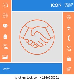 Symbol of handshake in circle. Line Icon
