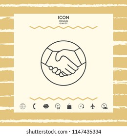 Symbol of handshake in circle. Line Icon