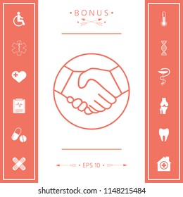 Symbol of handshake in circle. Line Icon