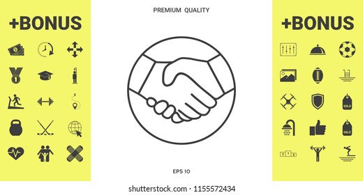Symbol of handshake in circle. Line Icon