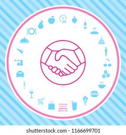 Symbol of handshake in circle. Line Icon