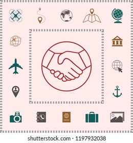 Symbol of handshake in circle. Line Icon