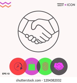 Symbol of handshake in circle. Line Icon