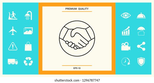 Symbol of handshake in circle. Line Icon. Graphic elements for your design
