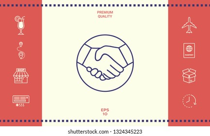 Symbol of handshake in circle. Line Icon. Graphic elements for your design