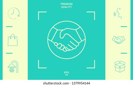 Symbol of handshake in circle. Line Icon. Graphic elements for your design