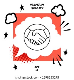 Symbol of handshake in circle  Line Icon