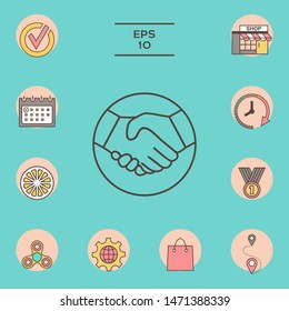 Symbol of handshake in circle. Line Icon. Graphic elements for your design