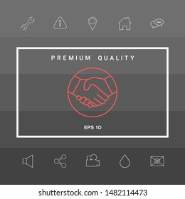 Symbol of handshake in circle. Line Icon. Graphic elements for your design