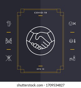 Symbol des Handshake im Kreis. Zeilensymbol. Grafische Elemente für Ihr Design