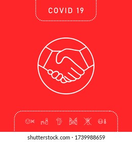 Símbolo de apretón de manos en círculo. Icono de línea. Elementos gráficos para su diseño