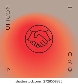 Symbol für Handschlag im Kreis Line Icon, Elemente für Ihr Design