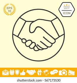 Symbol of handshake in circle. Line Icon.