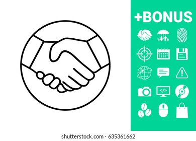 Symbol of handshake in circle. Line Icon