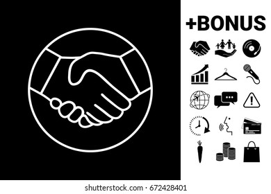 Symbol of handshake in circle. Line Icon