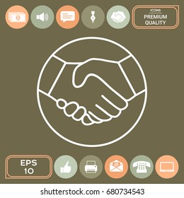 Symbol of handshake in circle. Line Icon