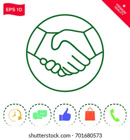 Symbol of handshake in circle. Line Icon