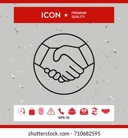 Symbol of handshake in circle. Line Icon