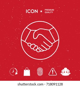 Symbol of handshake in circle. Line Icon