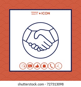 Symbol of handshake in circle. Line Icon