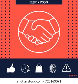 Symbol of handshake in circle. Line Icon