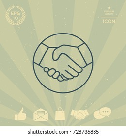 Symbol of handshake in circle. Line Icon