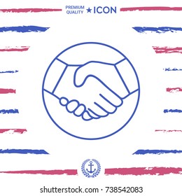 Symbol of handshake in circle. Line Icon