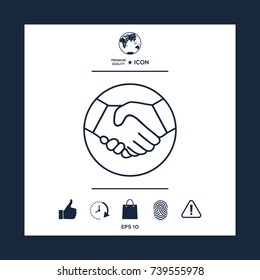 Symbol of handshake in circle. Line Icon