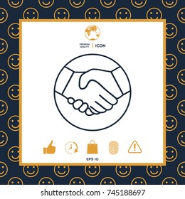 Symbol of handshake in circle. Line Icon