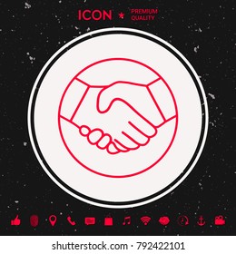 Symbol of handshake in circle. Line Icon