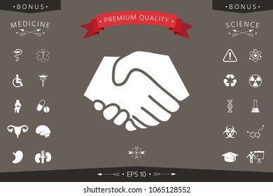 Symbol of handshake in circle. Sign