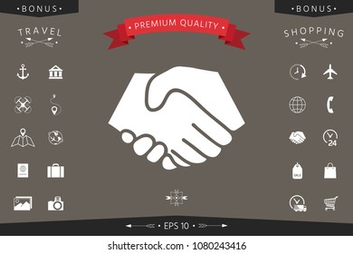 Symbol of handshake in circle. Sign