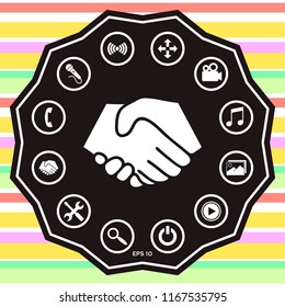 Symbol of handshake in circle. Sign