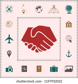 Symbol of handshake in circle. Sign