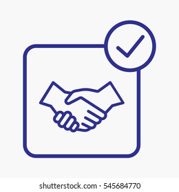 Symbol Handshake Pictogram for web and software interfaces. Outline Style Business Design