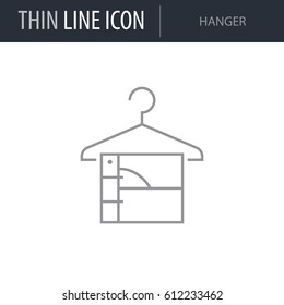 Symbol of Hanger. Thin line Icon of Linear Household Elements. Stroke Pictogram Graphic for Web Design. Quality Outline Vector Symbol Concept. Premium Mono Linear Beautiful Plain Laconic Logo
