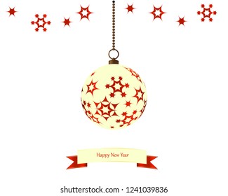 Symbol of Happy New Year, Xmas holiday celebration, winter. Flat design for card. Vector illustration