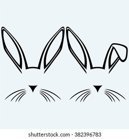 Symbol hare ears. Isolated on blue background. Vector silhouettes
